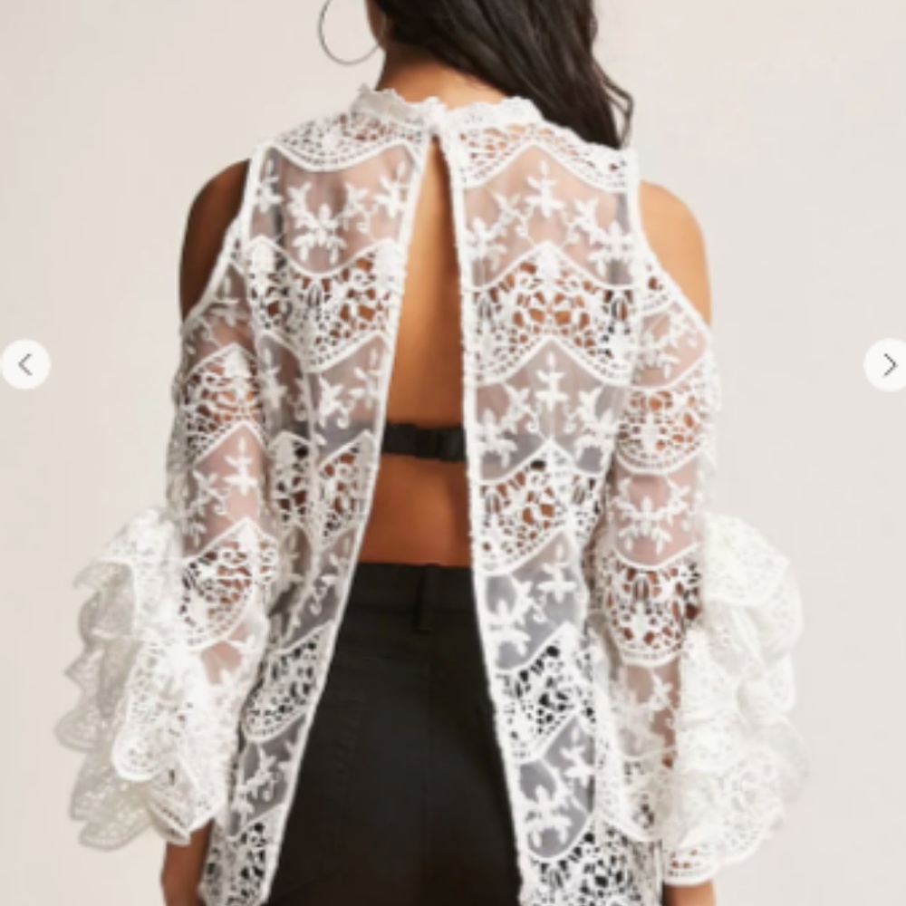 Sheer Lace Open-Back Top - Picture 3 of 7
